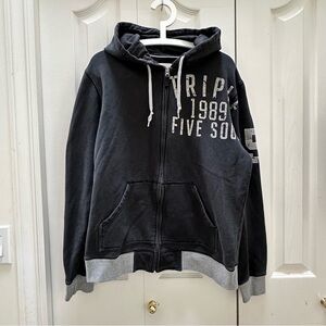 Triple Five Soul Black and Cream Graphic Hoodie